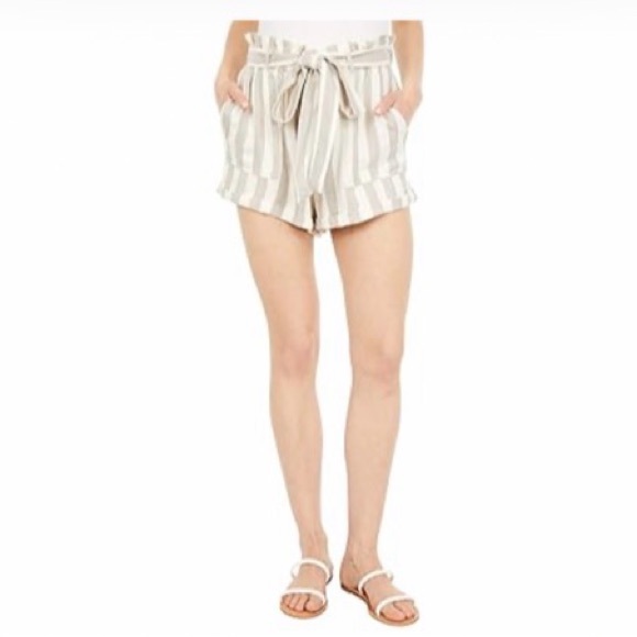 Rip Curl Cream and Tan Ashore Striped Set.  Top L, Bottom XL. - Picture 2 of 6